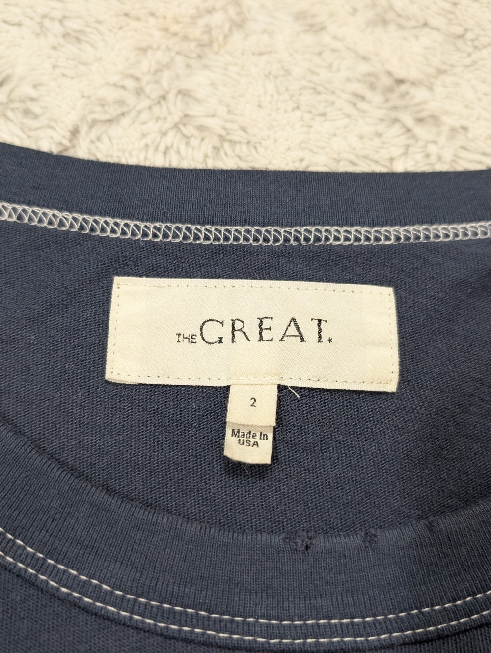 The Great Shirt Womens 2 M Blue Navy Ruffle Tee Cotton Short Sleeves Casual - Picture 4 of 7
